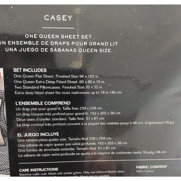 Ralph Lauren CASEY GEO PRINT Navy Cream 100% Cotton Queen Sheet Set Bedding - Picture 9 of 10